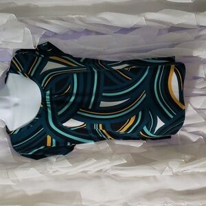 Worthington. Scooping & Gathered Neckline.  Colorful Arcs Throughout Size L. EUC